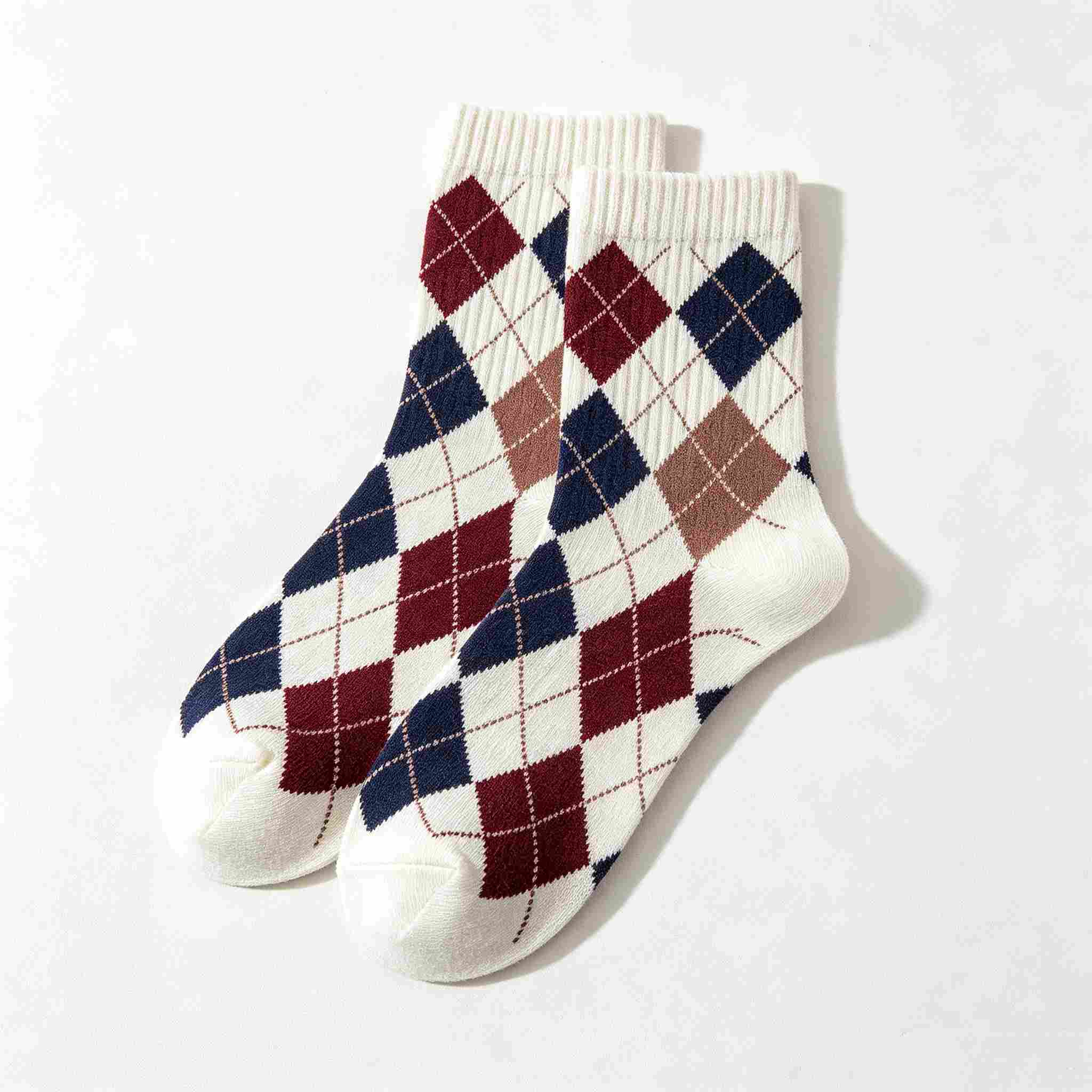 custom argyle jacquard crew socks