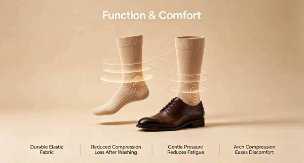 Custom compression socks with graduated pressure for leg support and recovery