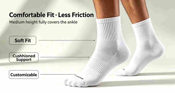 Custom crew socks with cushioned sole and breathable cotton