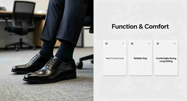 Custom dress socks made of fine combed cotton with smooth finish