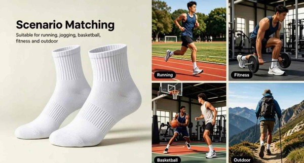 Athletic sports socks worn during running and gym training