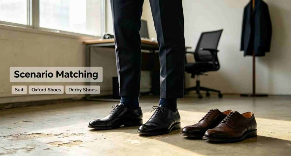 Dress socks paired with leather shoes and suits for business meetings