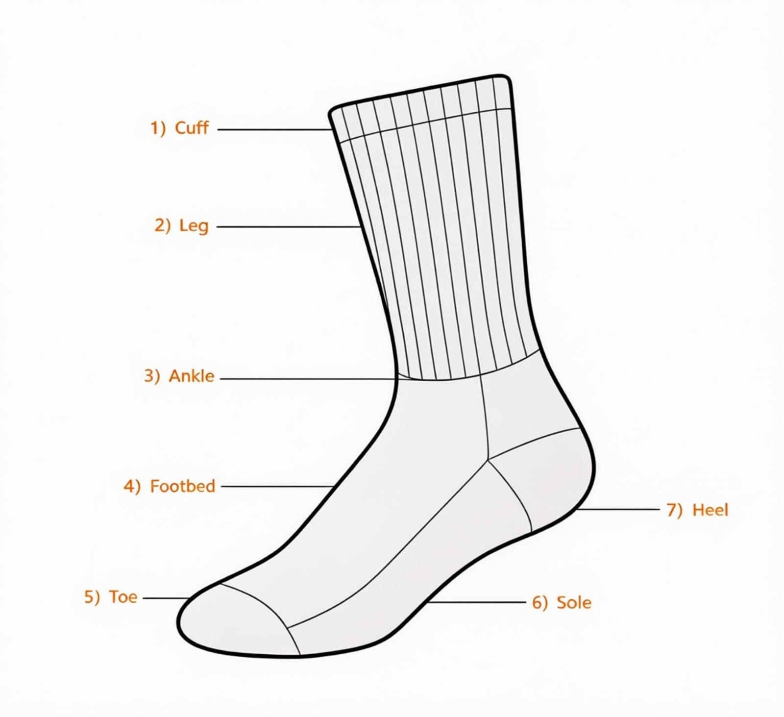 Compression sock customization options diagram